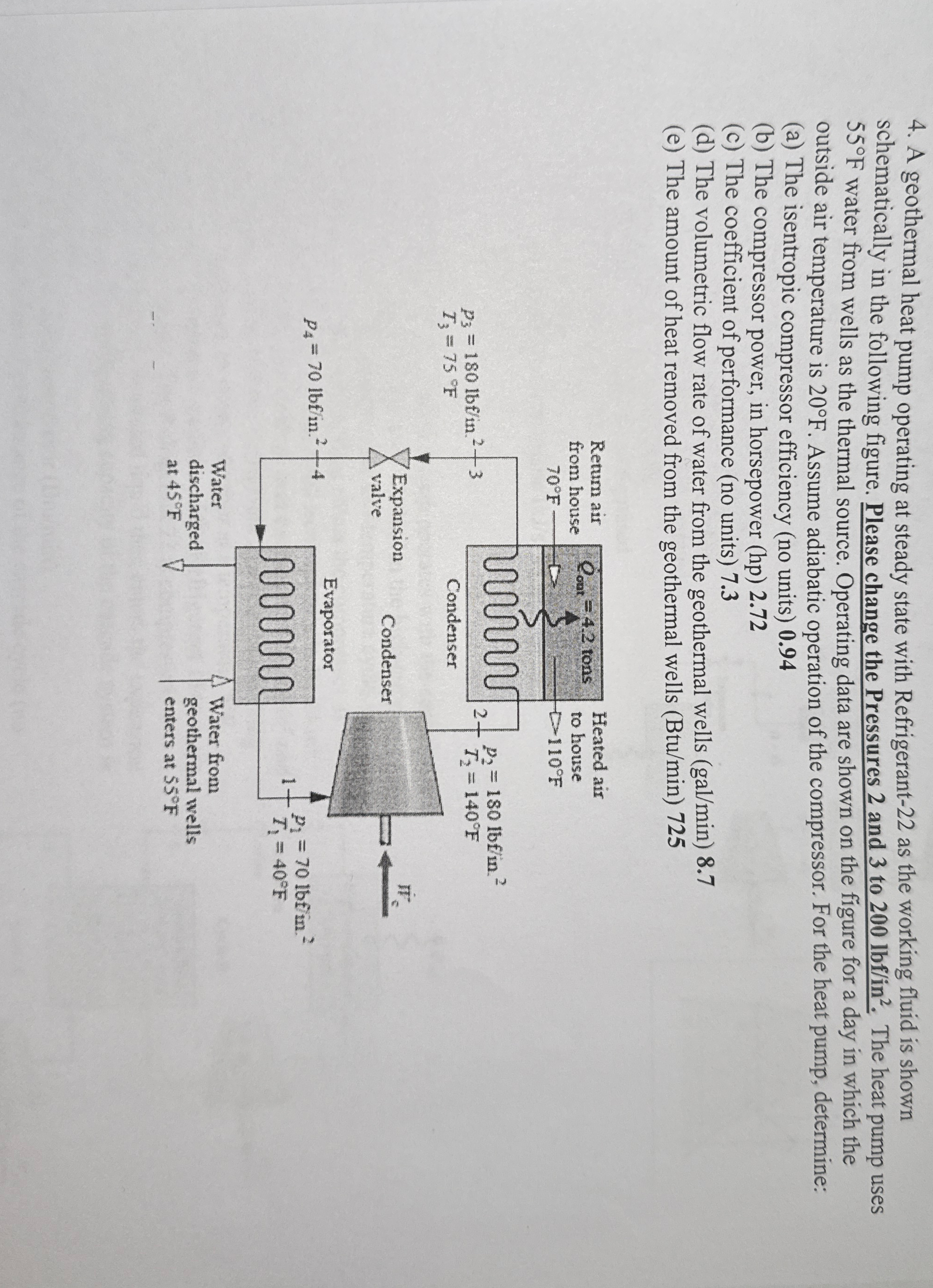 A geothermal heat pump operating at steady state