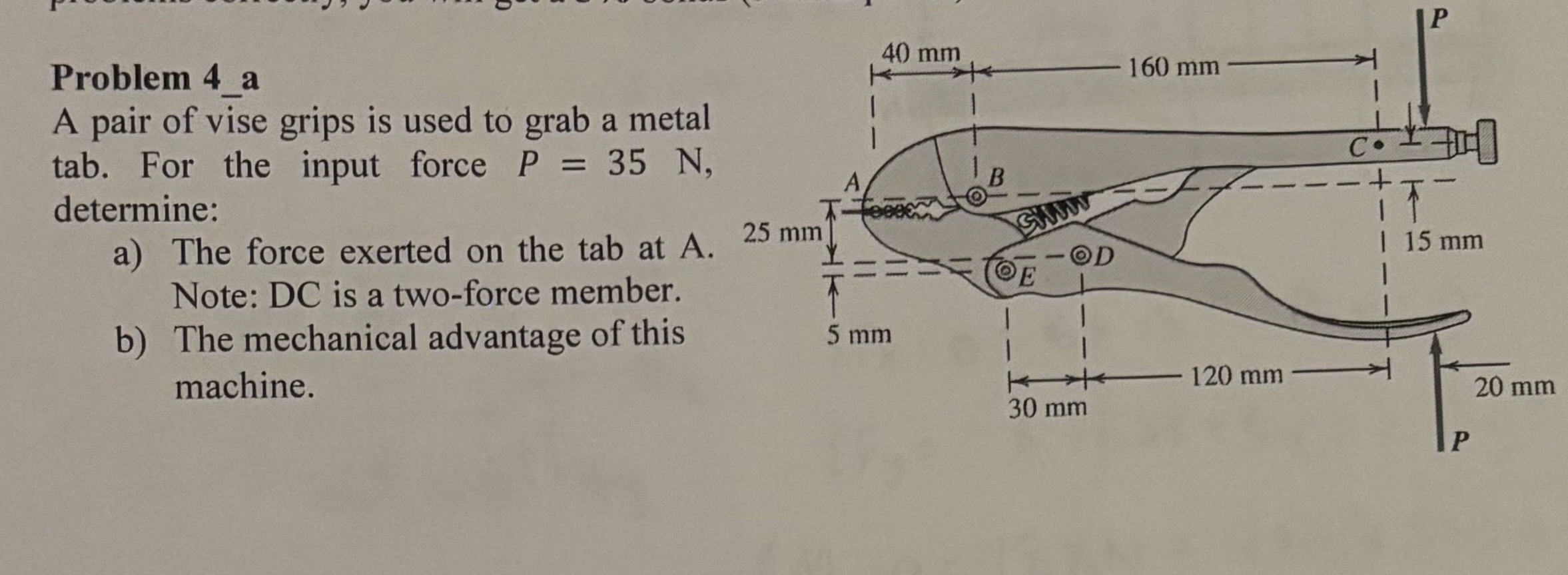 Problem 4 _ a A pair of vise grips is used to
