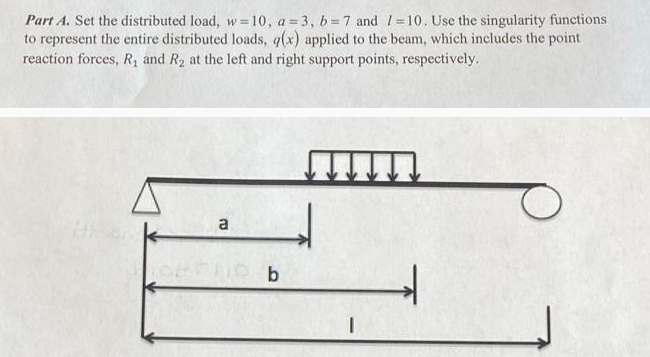 Part A . Set the distributed load, w = 1 0 , a =