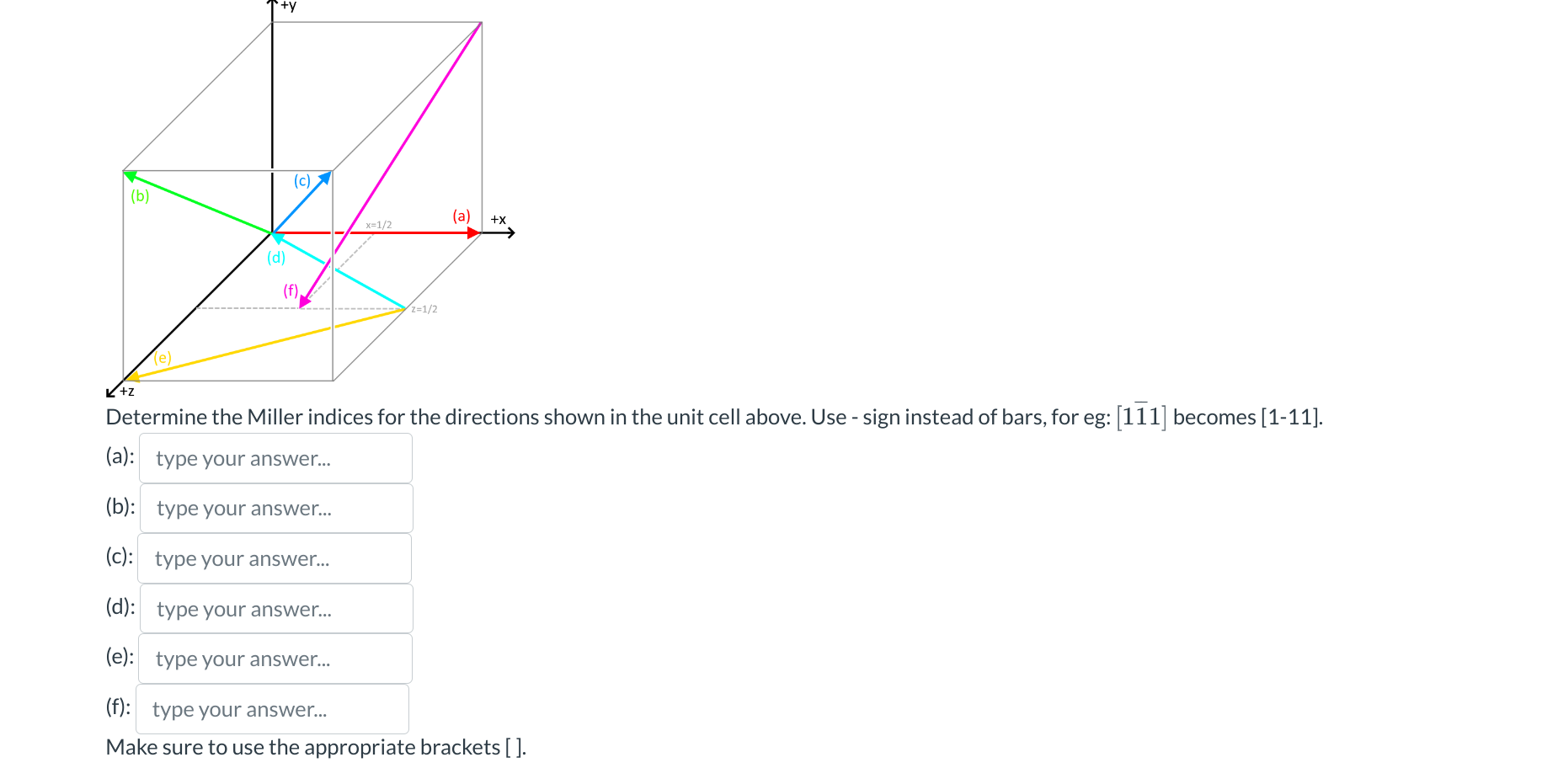 + z Determine the Miller indices for the