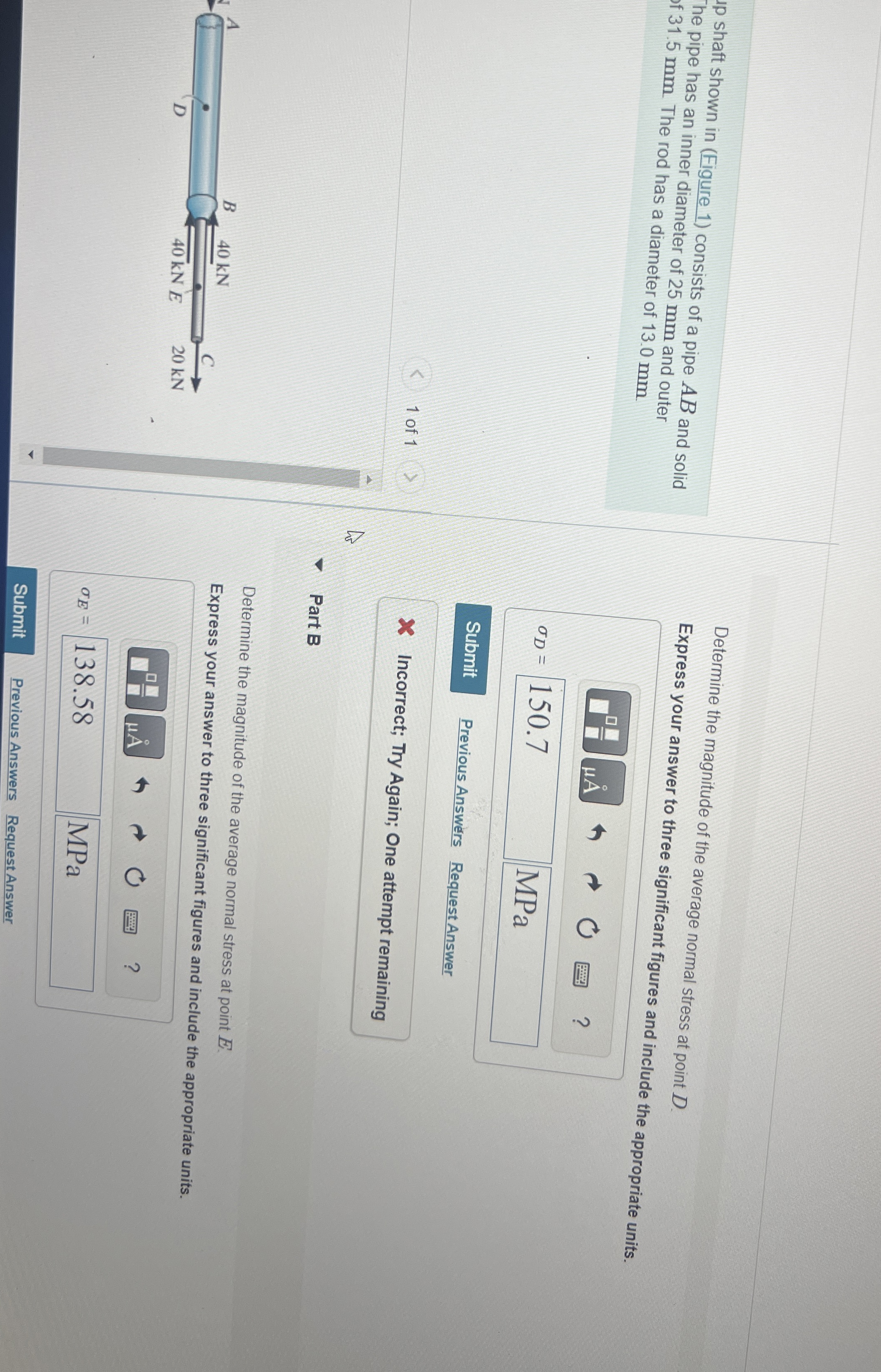 shaft shown in ( Figure 1 ) consists of a pipe A