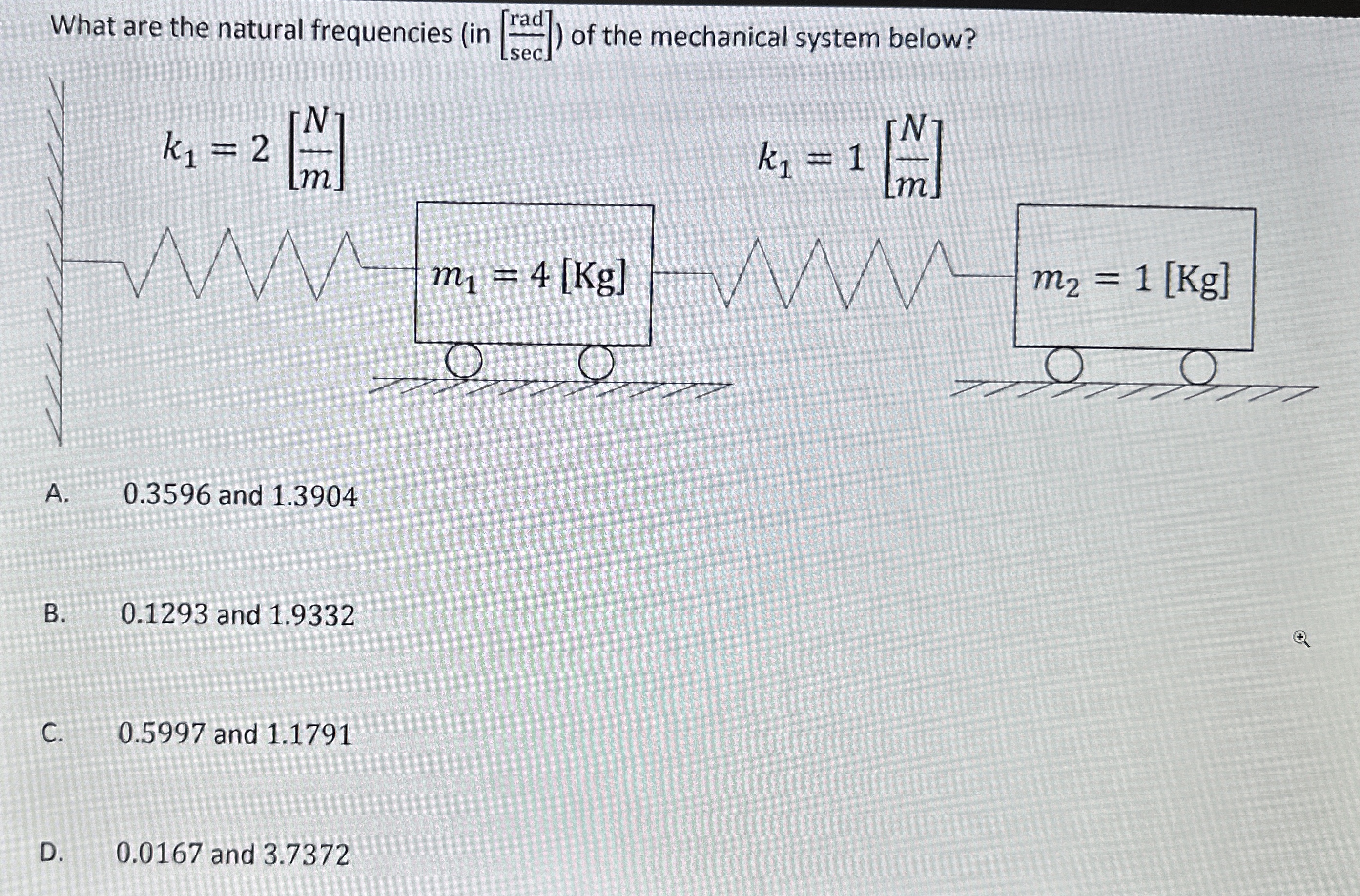 What are the natural frequencies ( in r a d s e c
