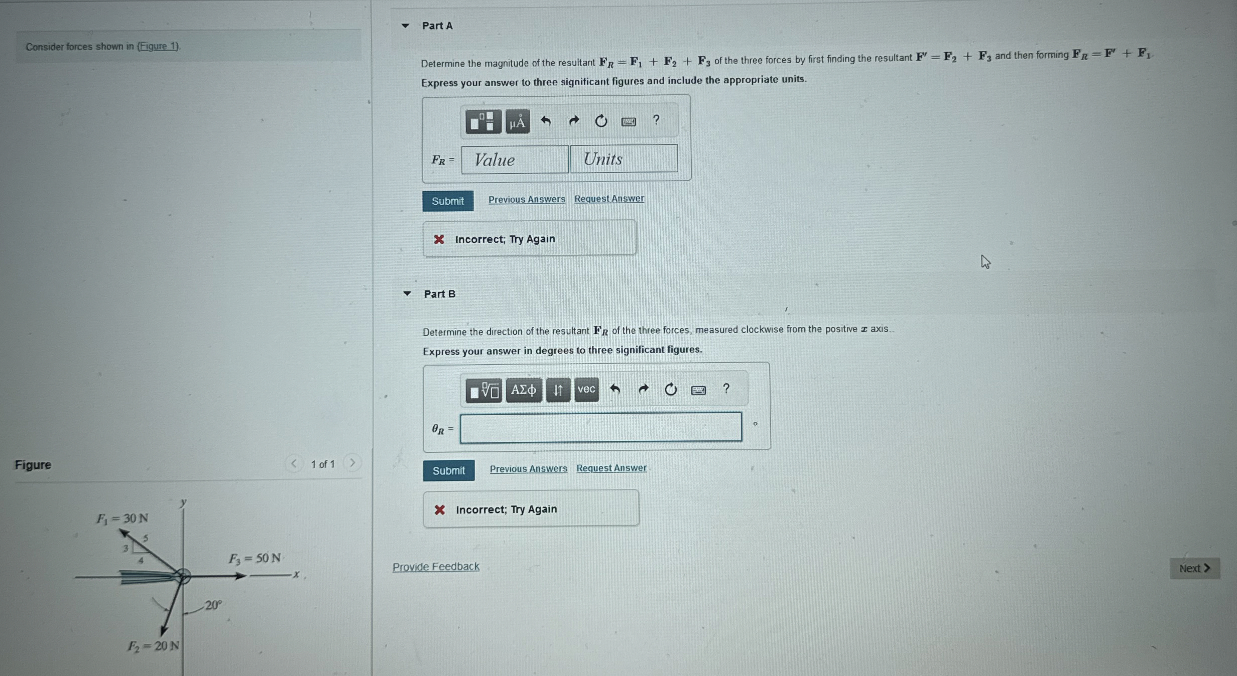 Part A Consider forces shown in ( Figure 1 )