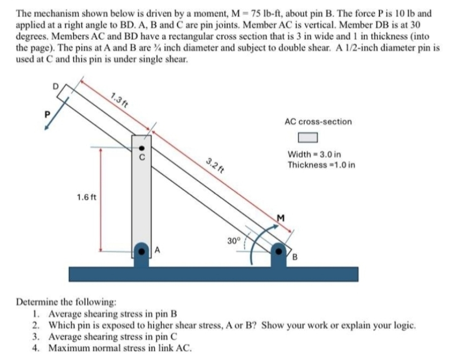 The mechanism shown below is driven by a moment,