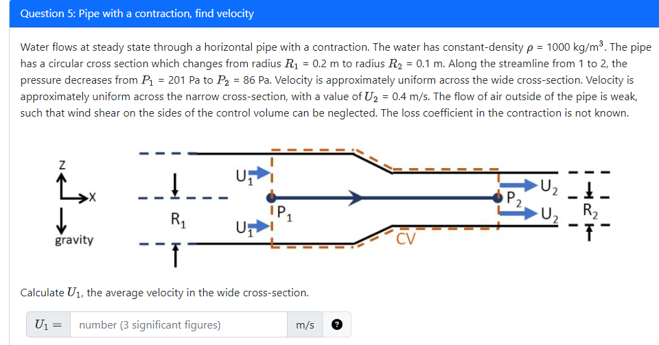 Question 5 : Pipe with a contraction, find