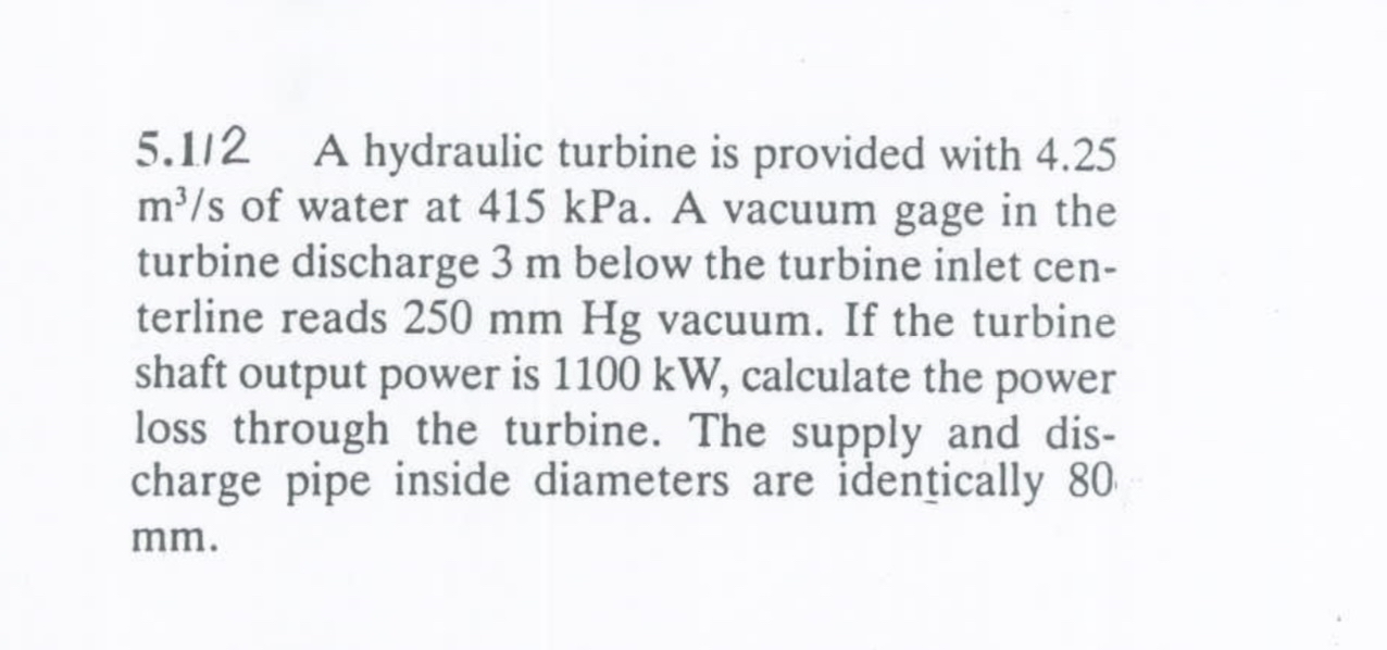 A hydraulic turbine is provided with 4 . 2 5 m 3