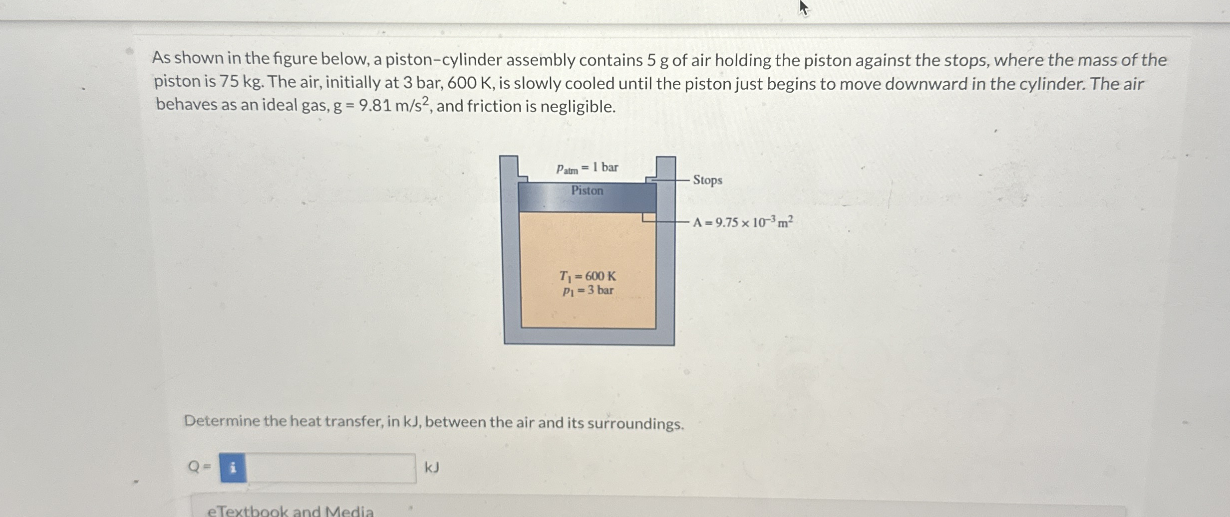 As shown in the figure below, a piston - cylinder