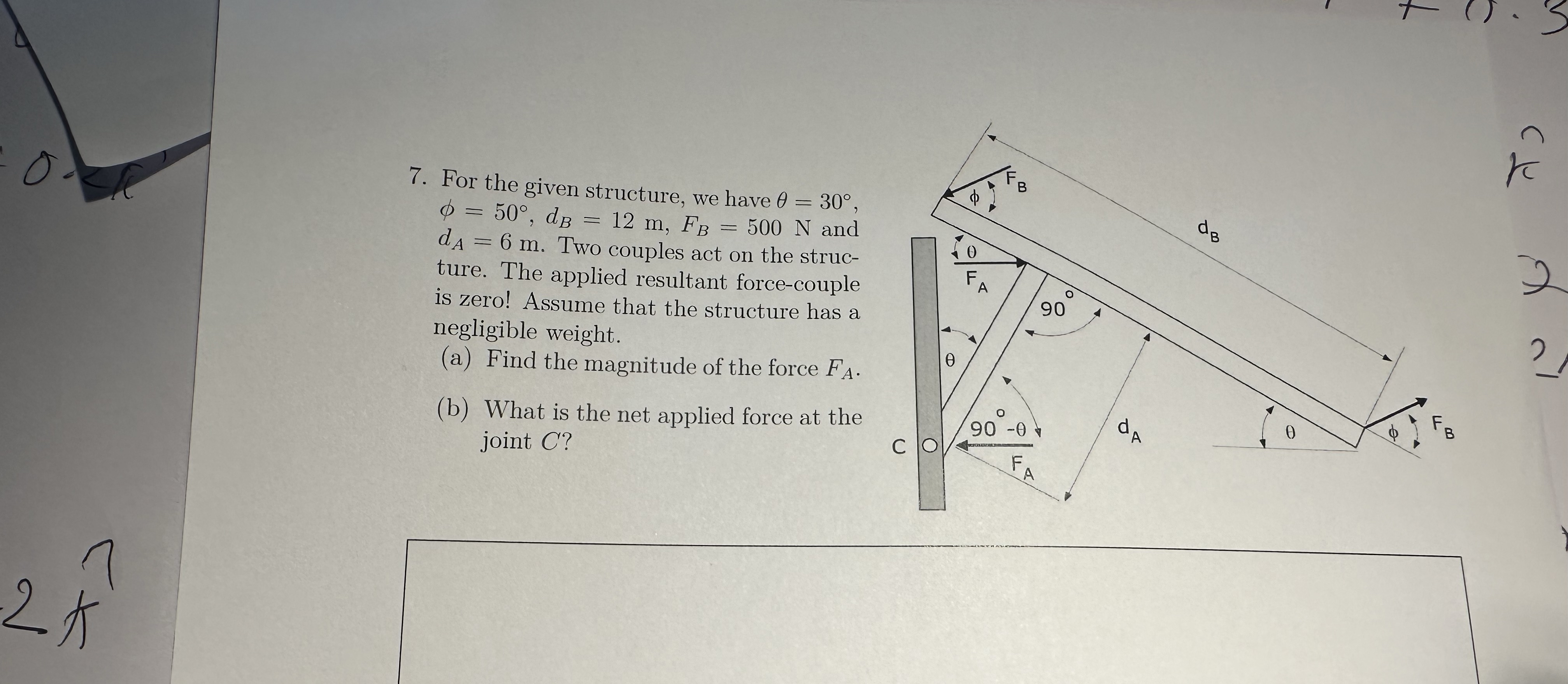For the given structure, we have = 3 0 , = 5 0 ,