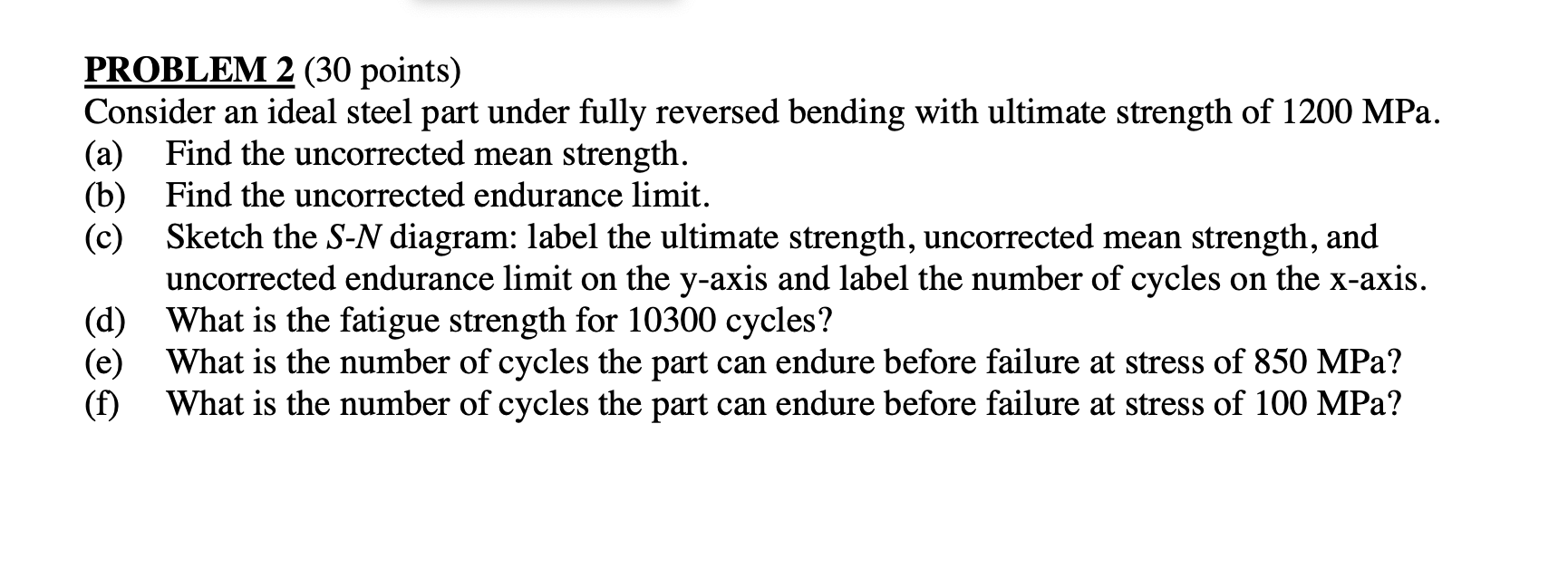 PROBLEM 2 ( 3 0 points ) Consider an ideal steel