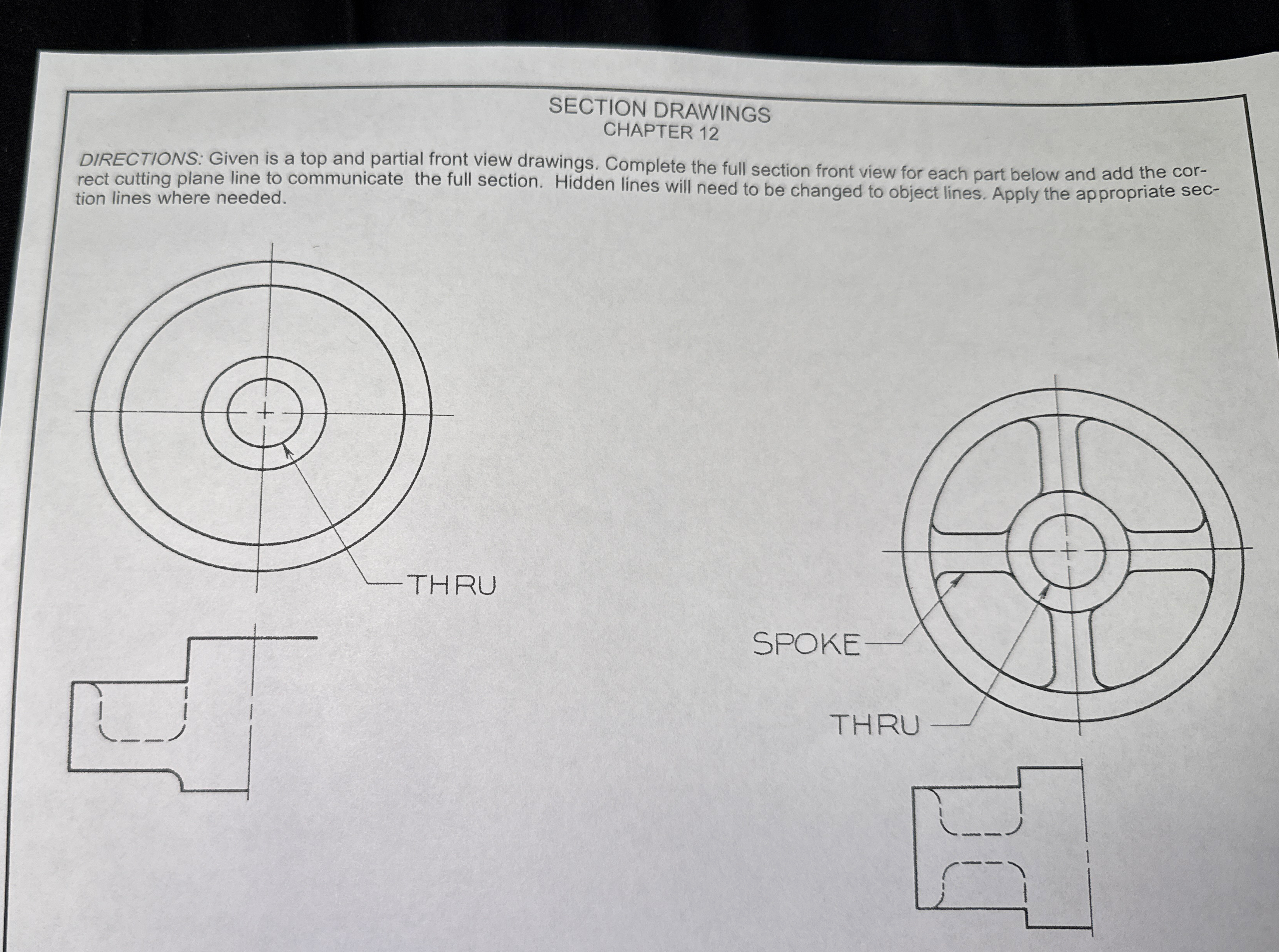 SECTION DRAWINGS CHAPTER 1 2 DIRECTIONS: Given is