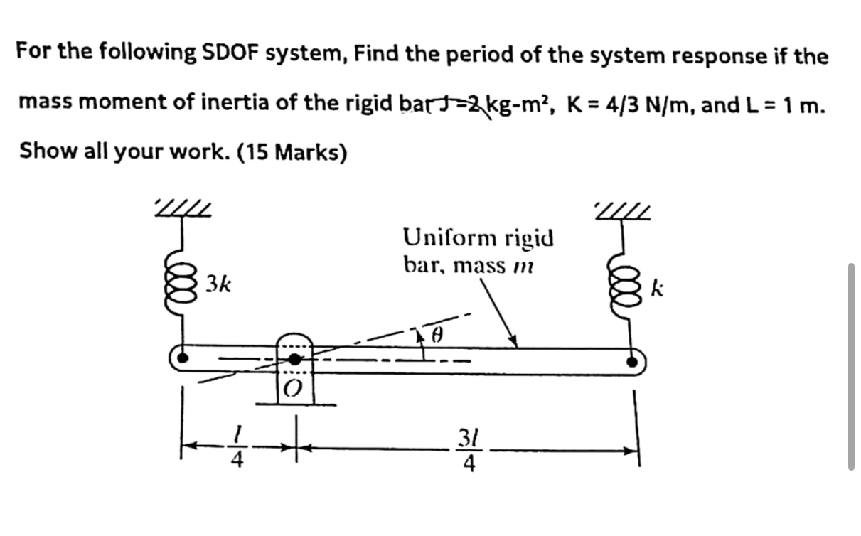 For the following SDOF system, Find the period of