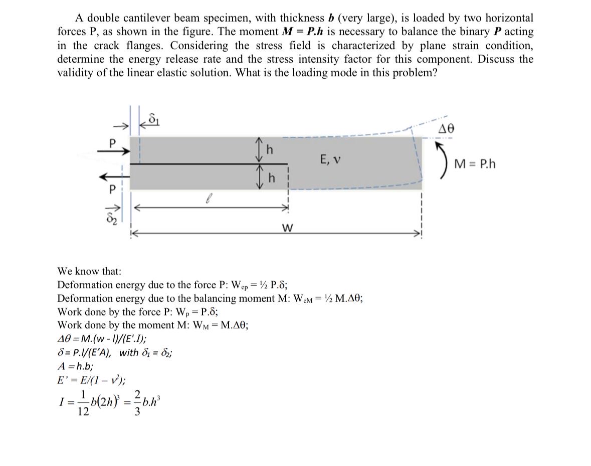 A double cantilever beam specimen, with thickness
