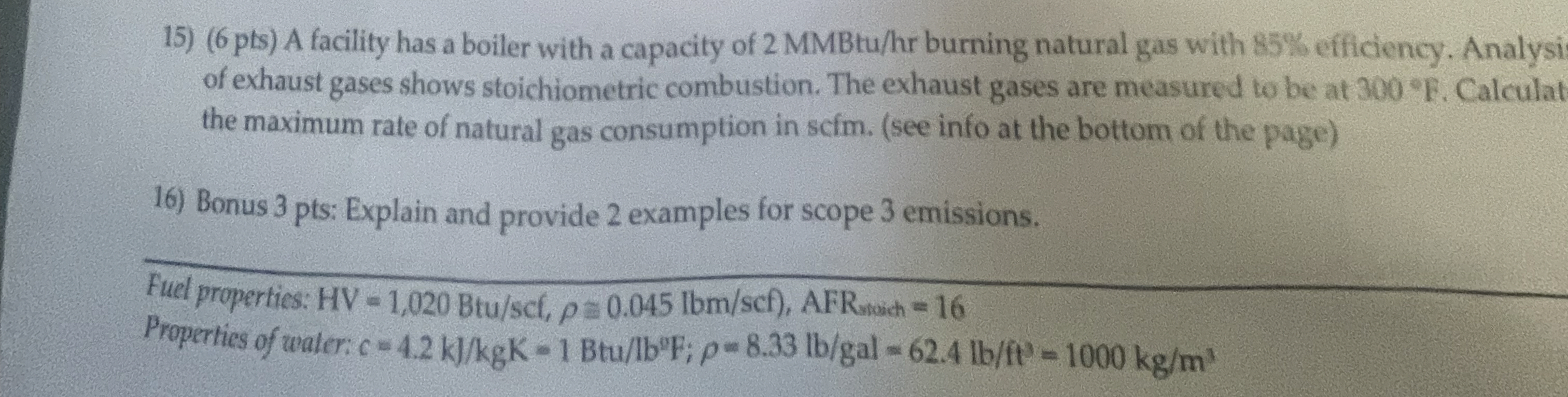 ( 6 pts ) A facility has a boiler with a capacity