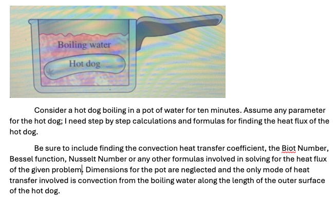 Consider a hot dog boiling in a pot of water for
