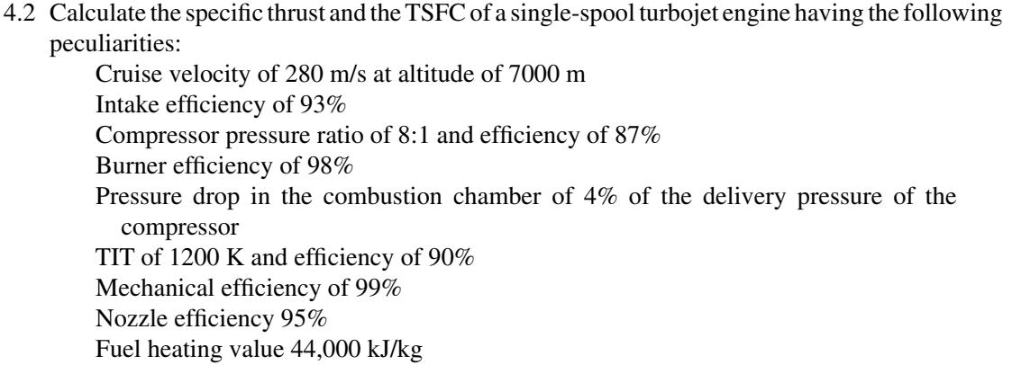 4 . 2 Calculate the specific thrust and the TSFC