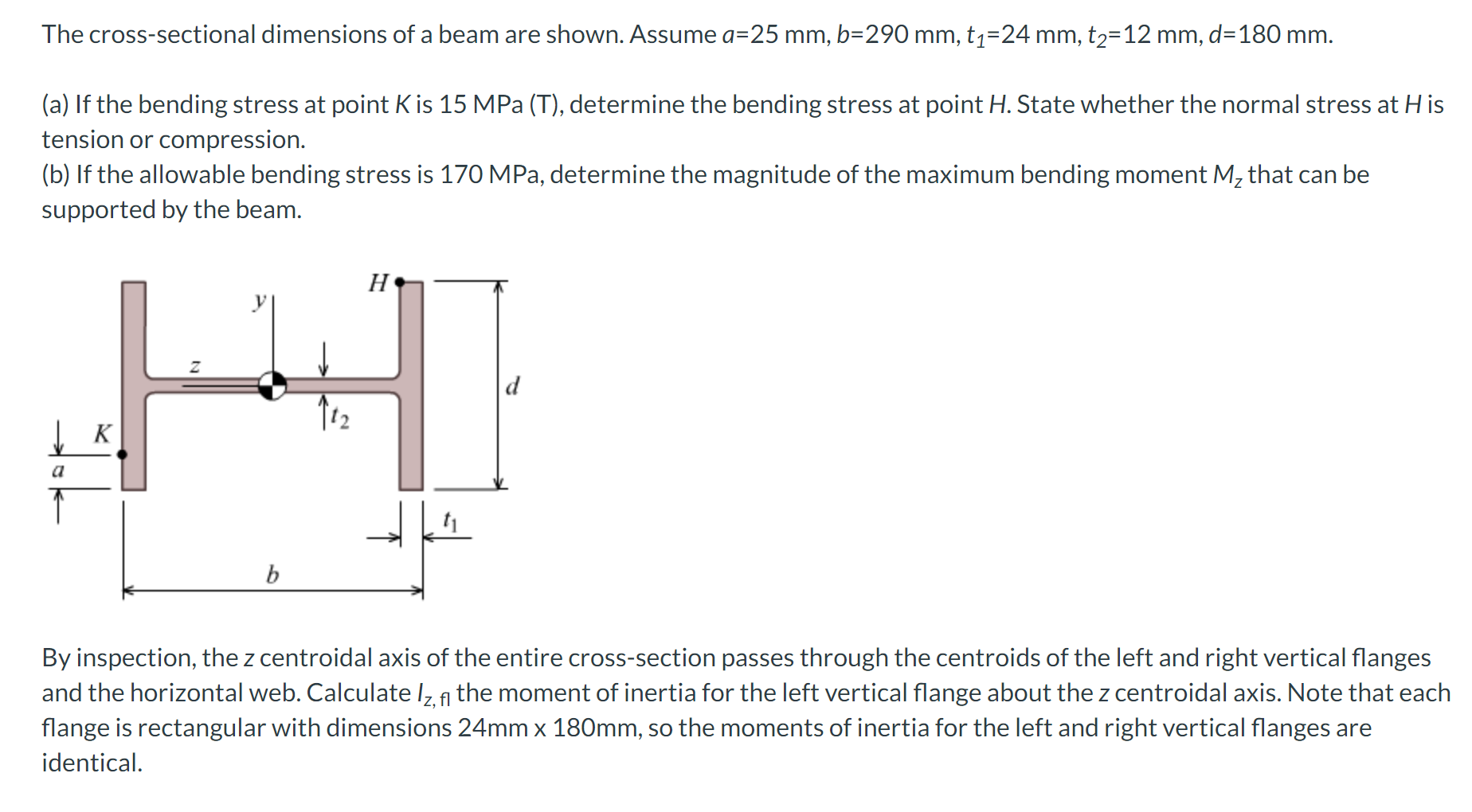 The cross - sectional dimensions of a beam are