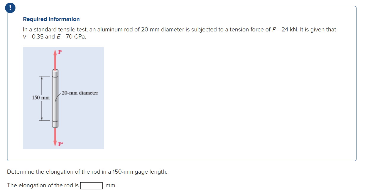 Required information In a standard tensile test,