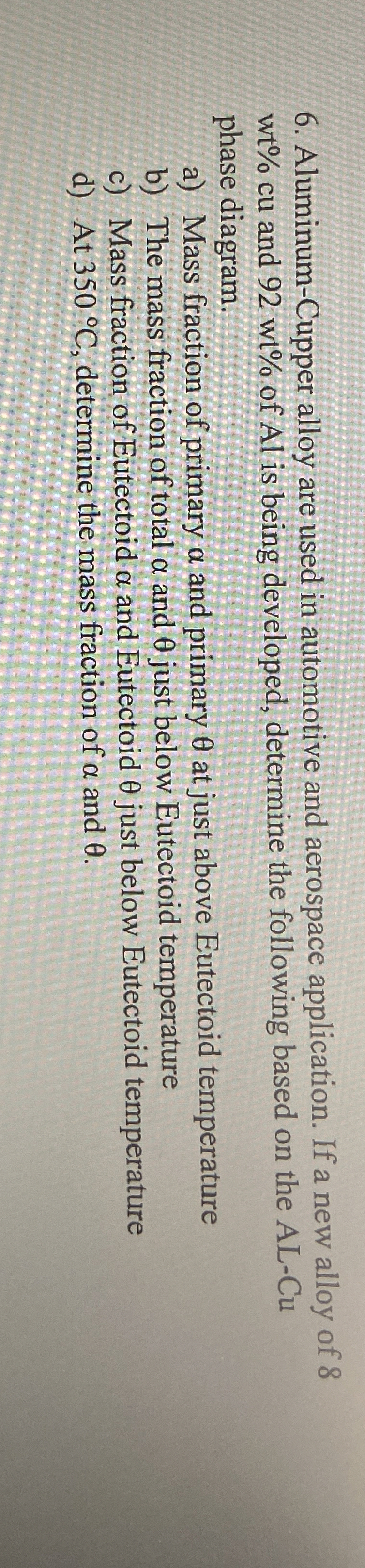 Aluminum - Cupper alloy are used in automotive