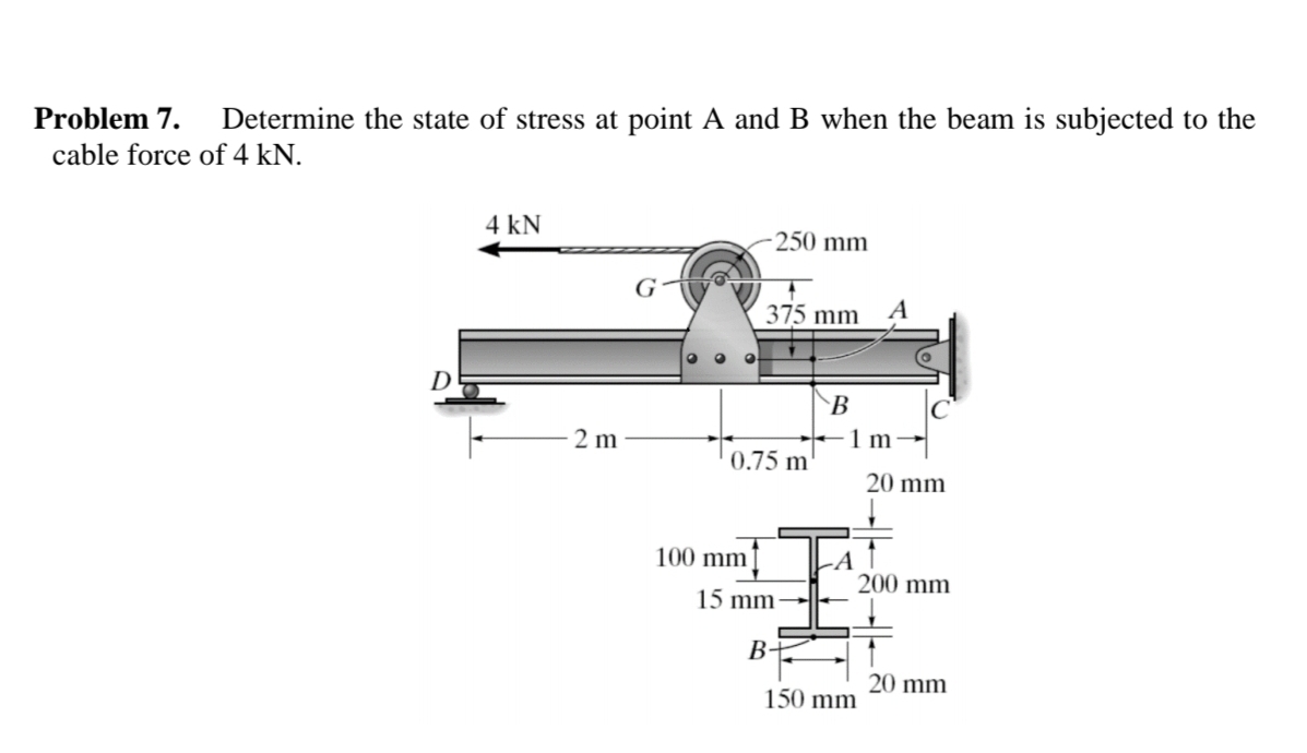 Problem 7 . Determine the state of stress at