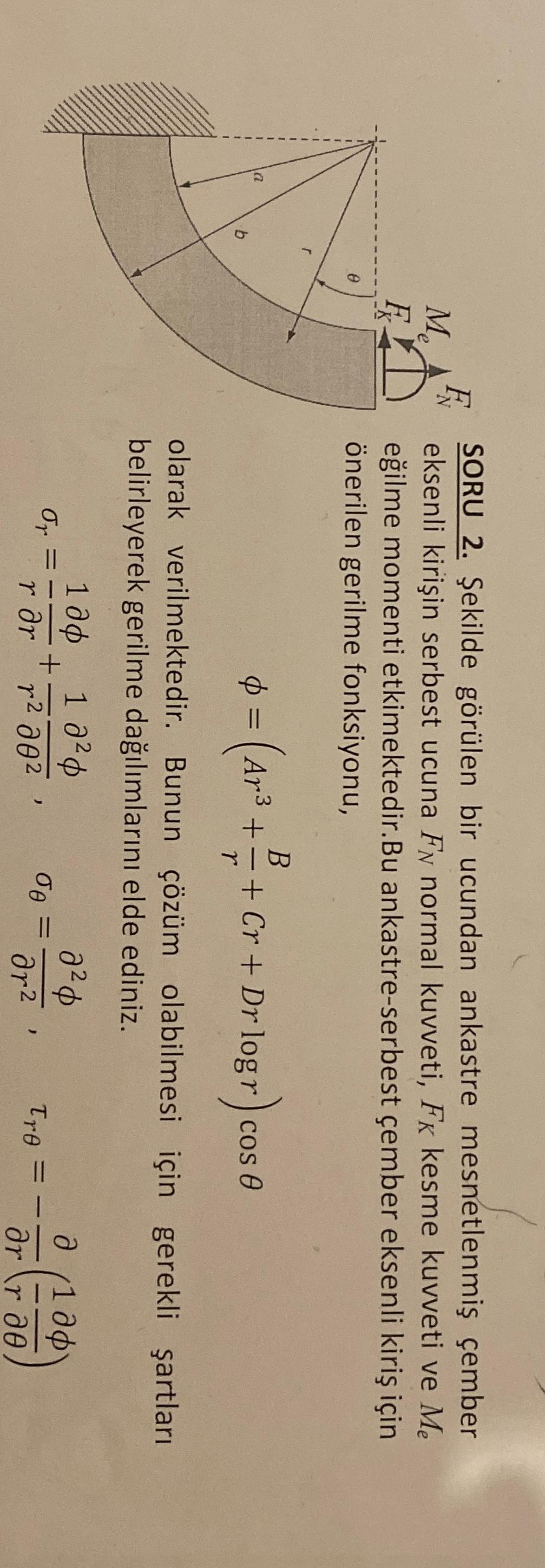 SORU 2 . ekilde g r len bir ucundan ankastre