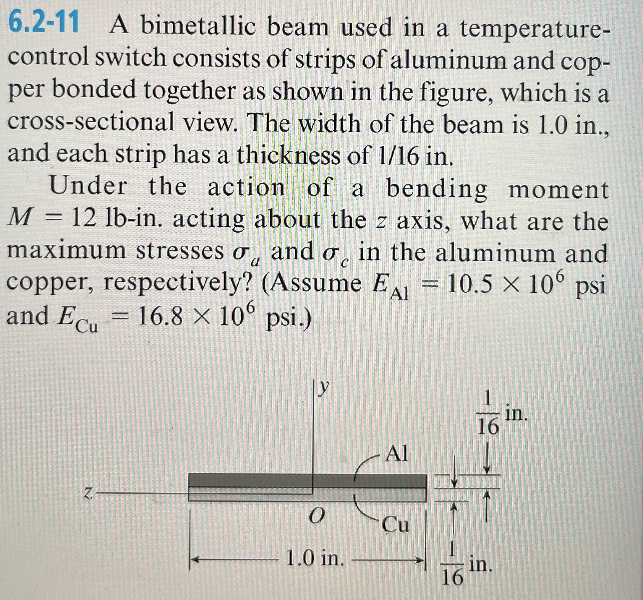 6 . 2 - 1 1 A bimetallic beam used in a
