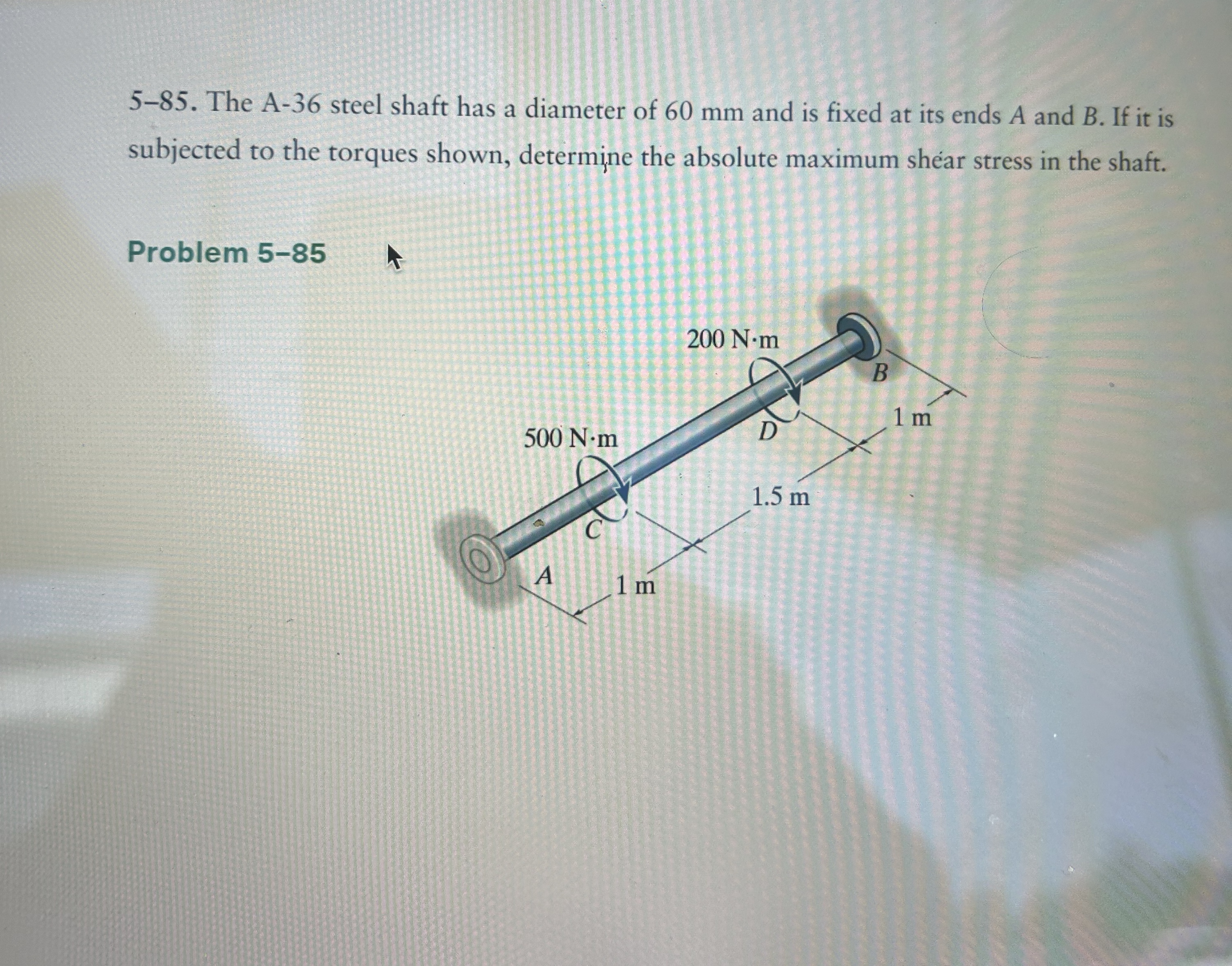 5 - 8 5 . The A - 3 6 steel shaft has a diameter