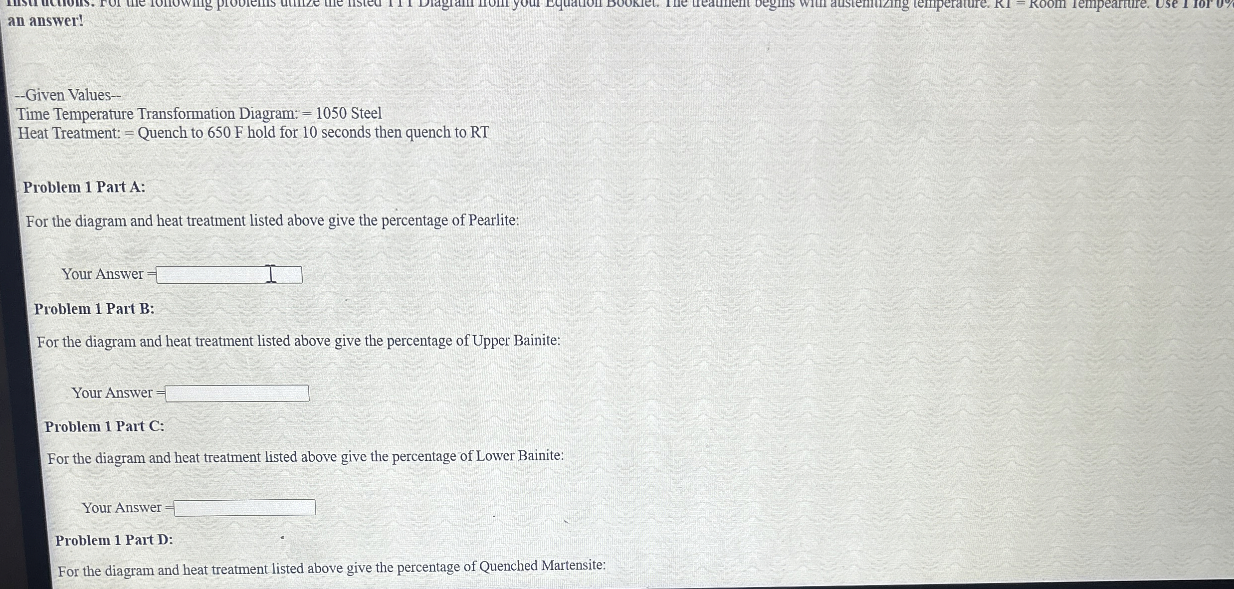 an answer! - - Given Values - - Time Temperature