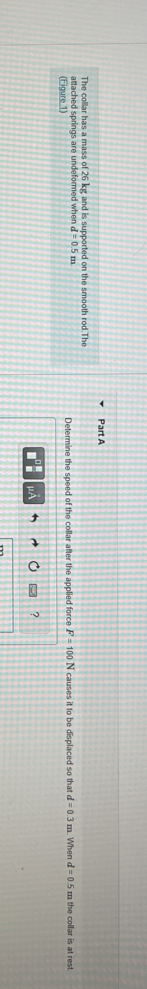 The collar has a mass of 2 6 kg and is supported