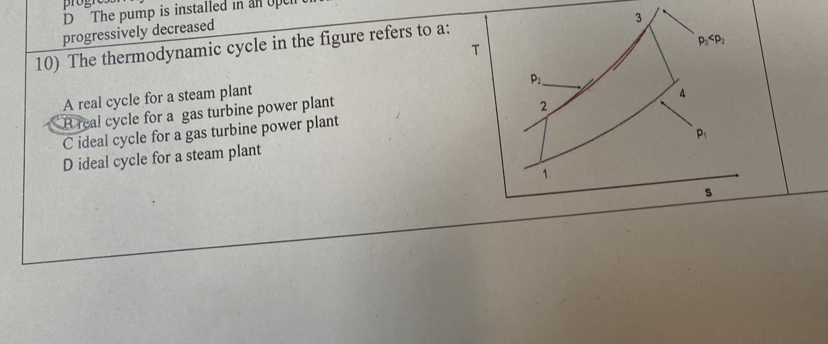 D The pump is installed in an progressively
