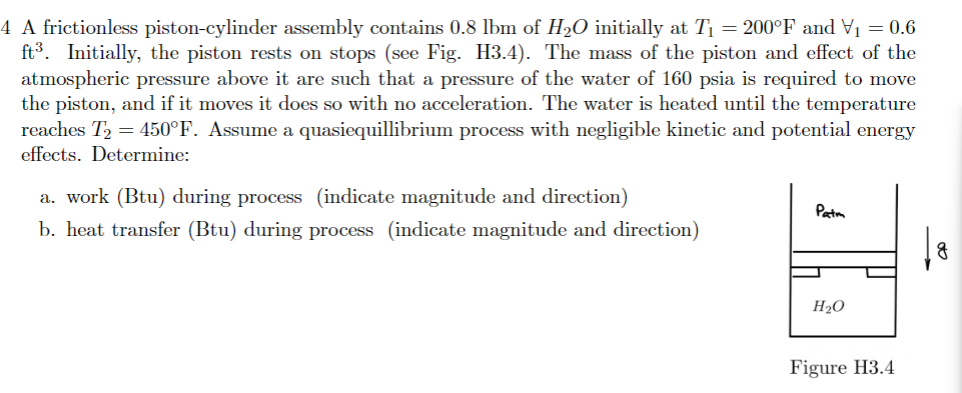 A frictionless piston - cylinder assembly