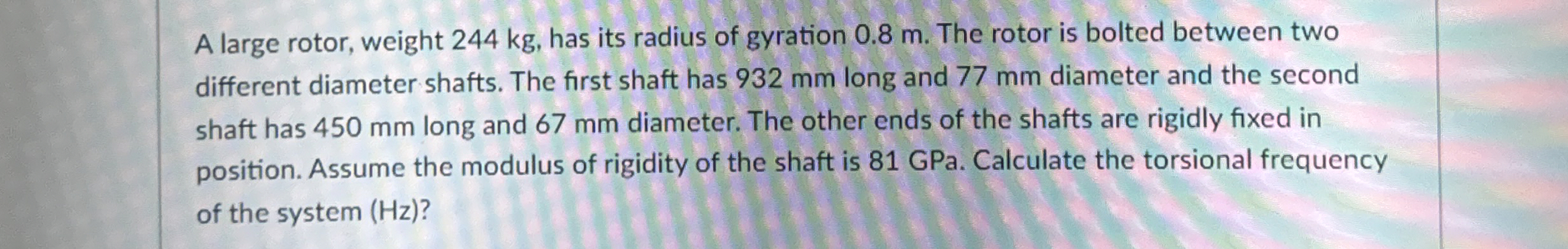 A large rotor, weight 2 4 4 kg , has its radius