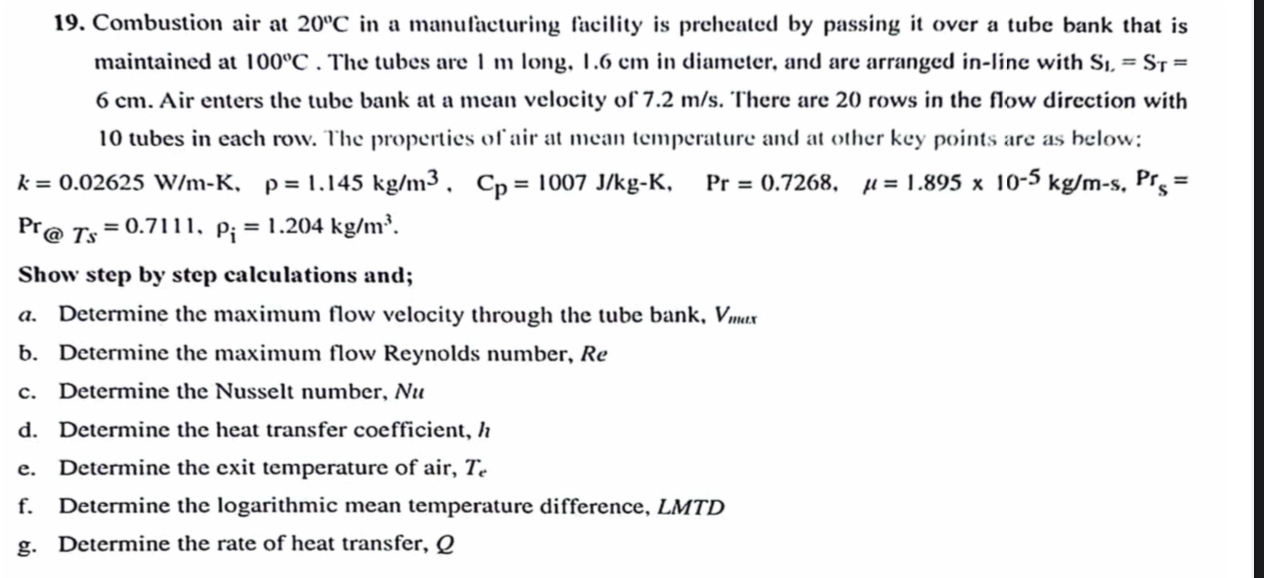 Combustion air at 2 0 C in a manufacturing