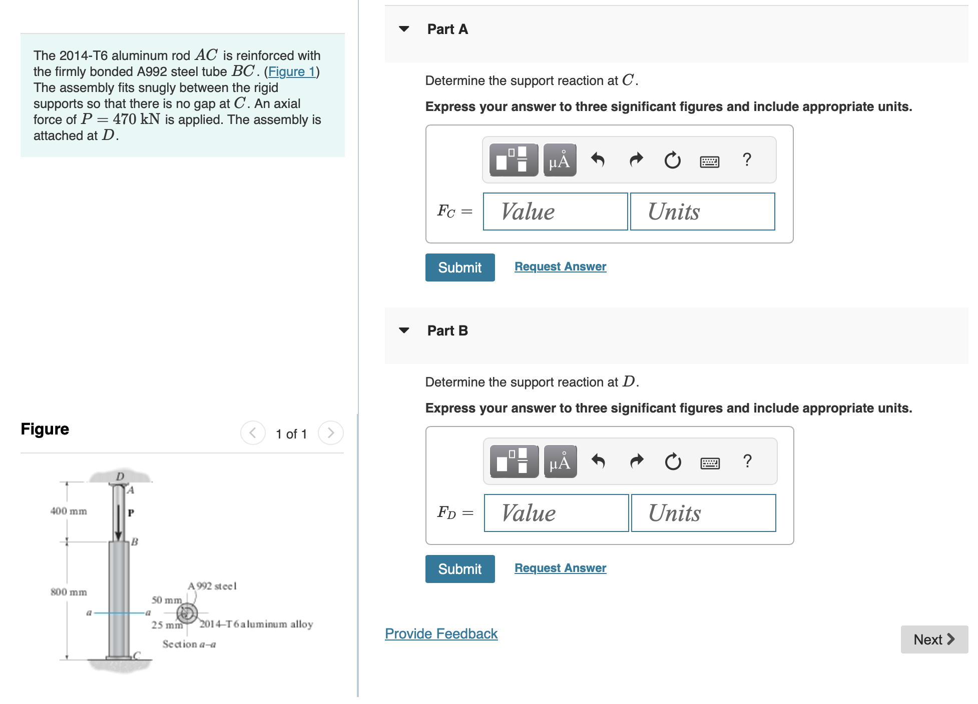 Part A The 2 0 1 4 - T 6 aluminum rod A C is