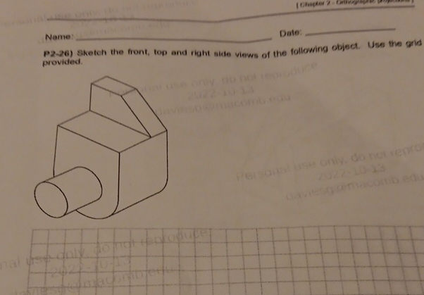 Name: Date: P 2 - 2 6 ) Sketch the front, top and