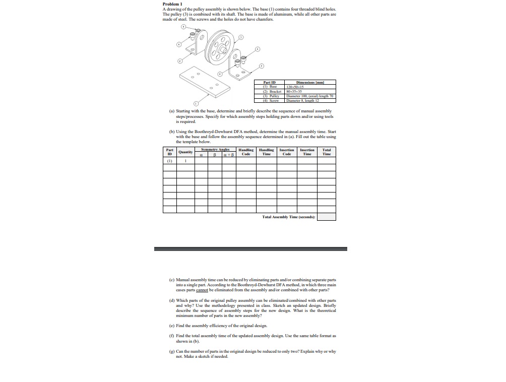 Problem 1 A drawing of the pulley assembly is