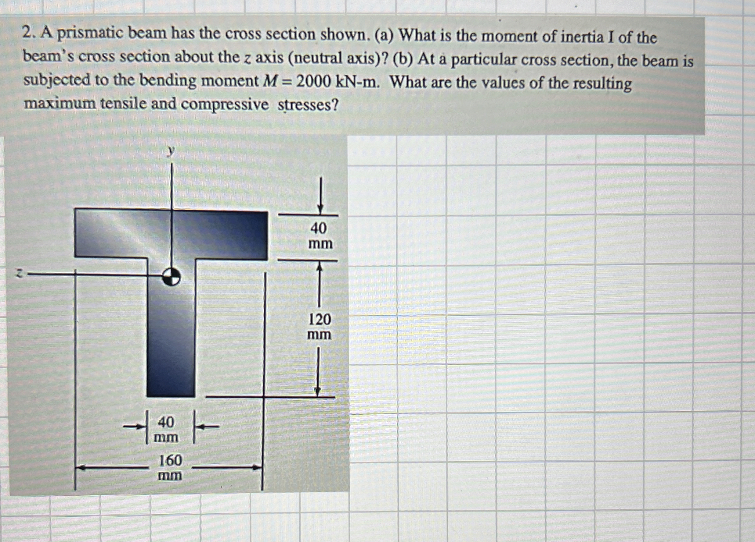 A prismatic beam has the cross section shown. ( a