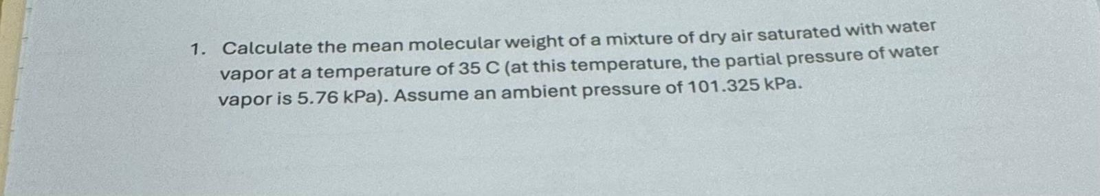 Calculate the mean molecular weight of a mixture