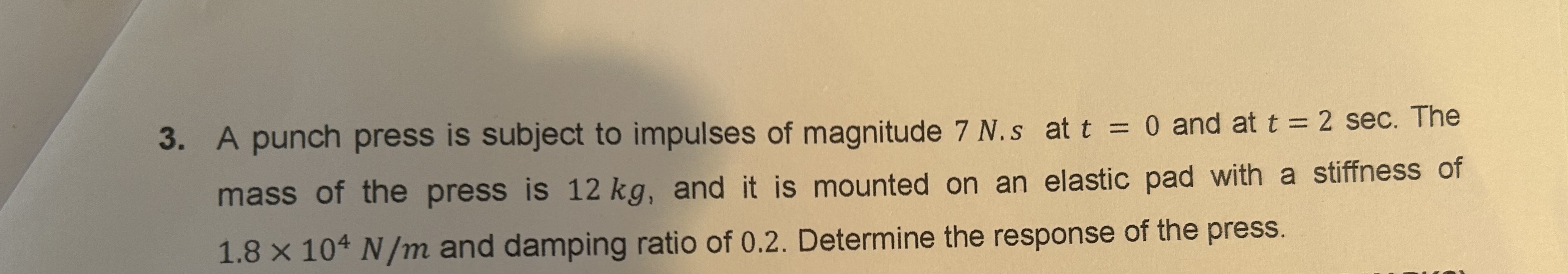 A punch press is subject to impulses of magnitude