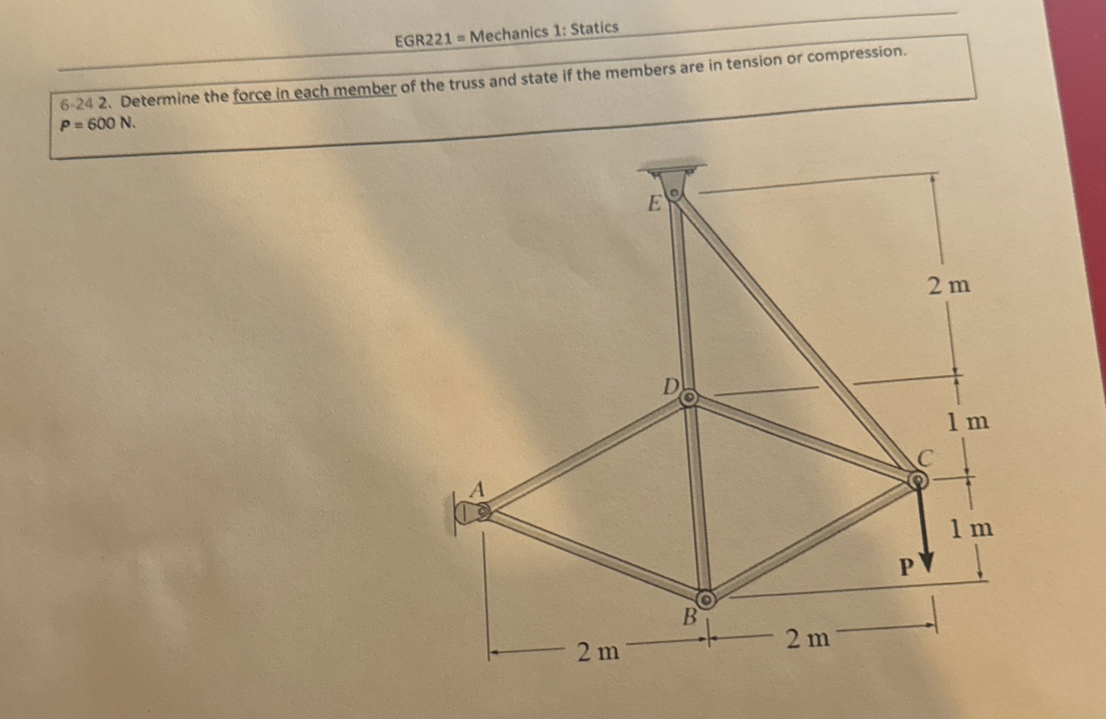EGR 2 2 1 = Mechanics 1 : Statics 6 - 2 4 2 .