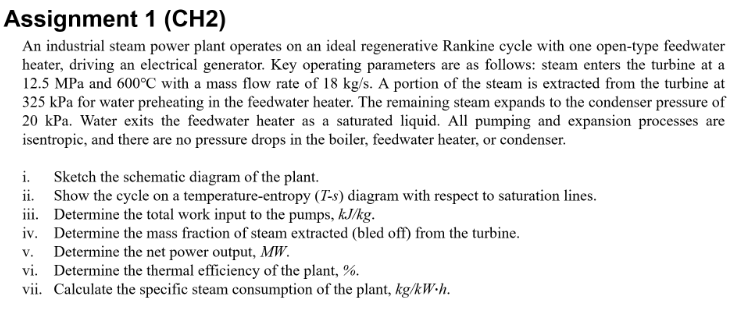 An industrial steam power plant operates on an