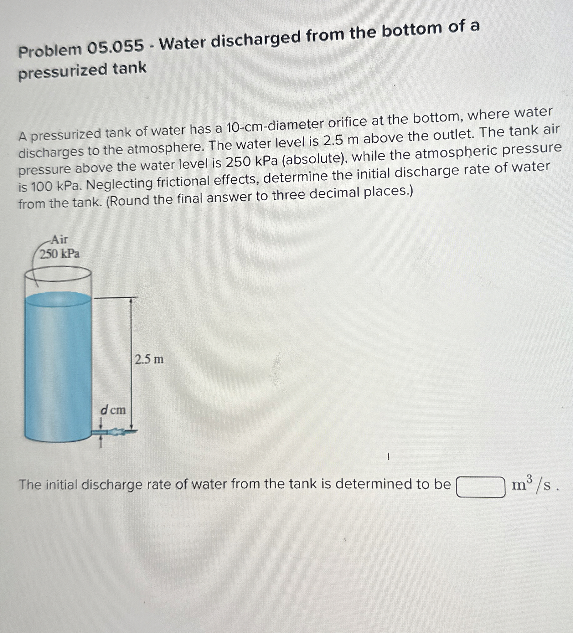 Problem 0 5 . 0 5 5 - Water discharged from the