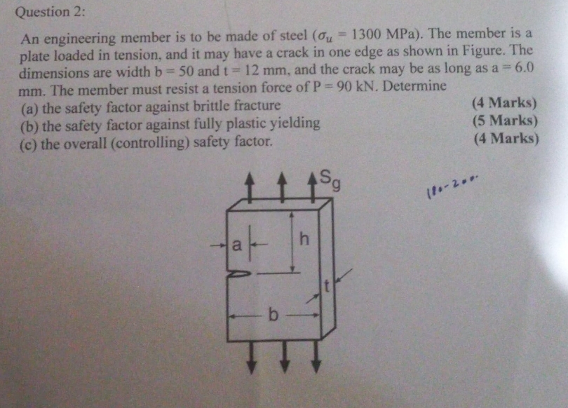 Question 2 : An engineering member is to be made