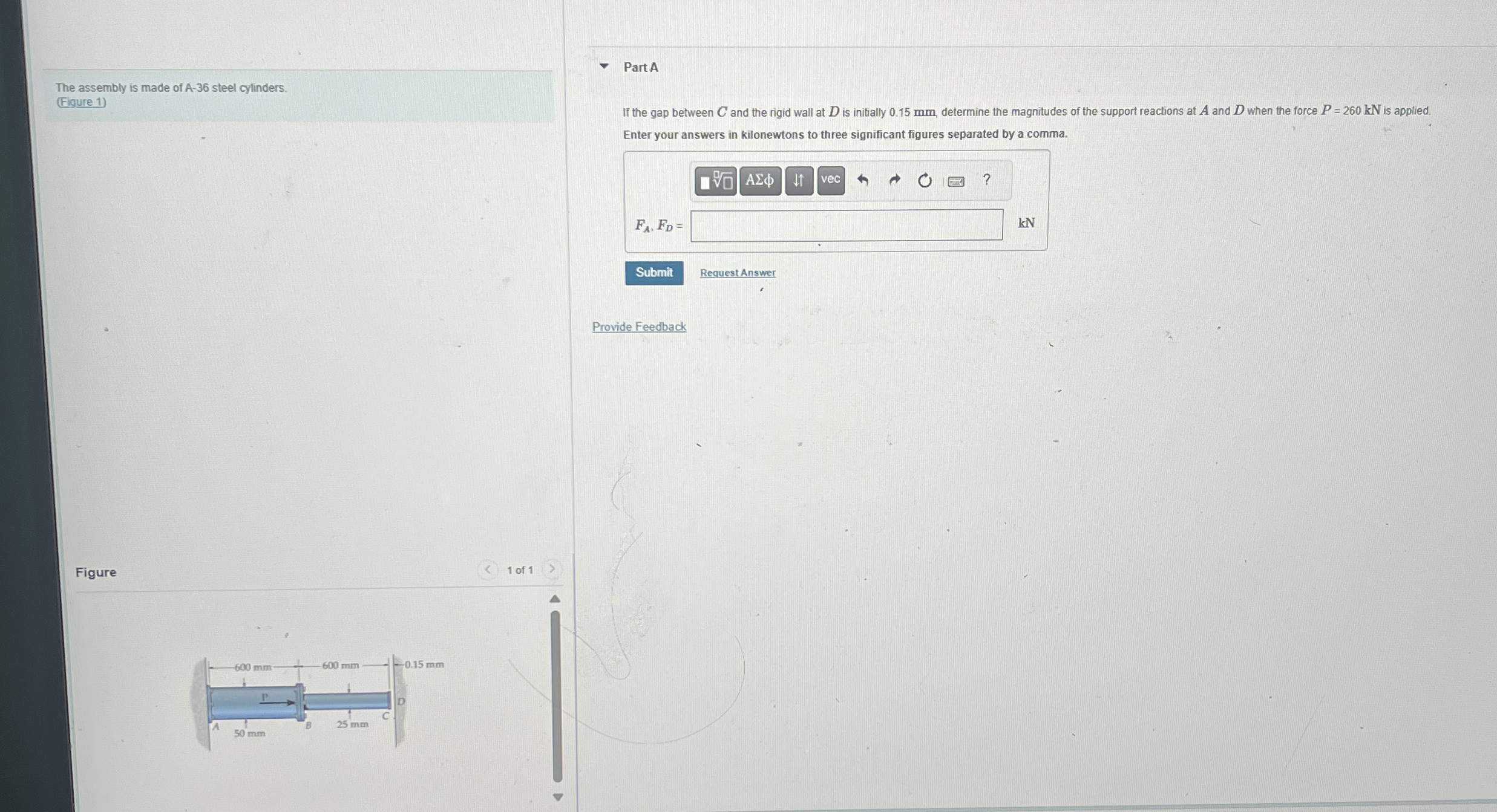 Part A If the gap between C and the rigid wall at