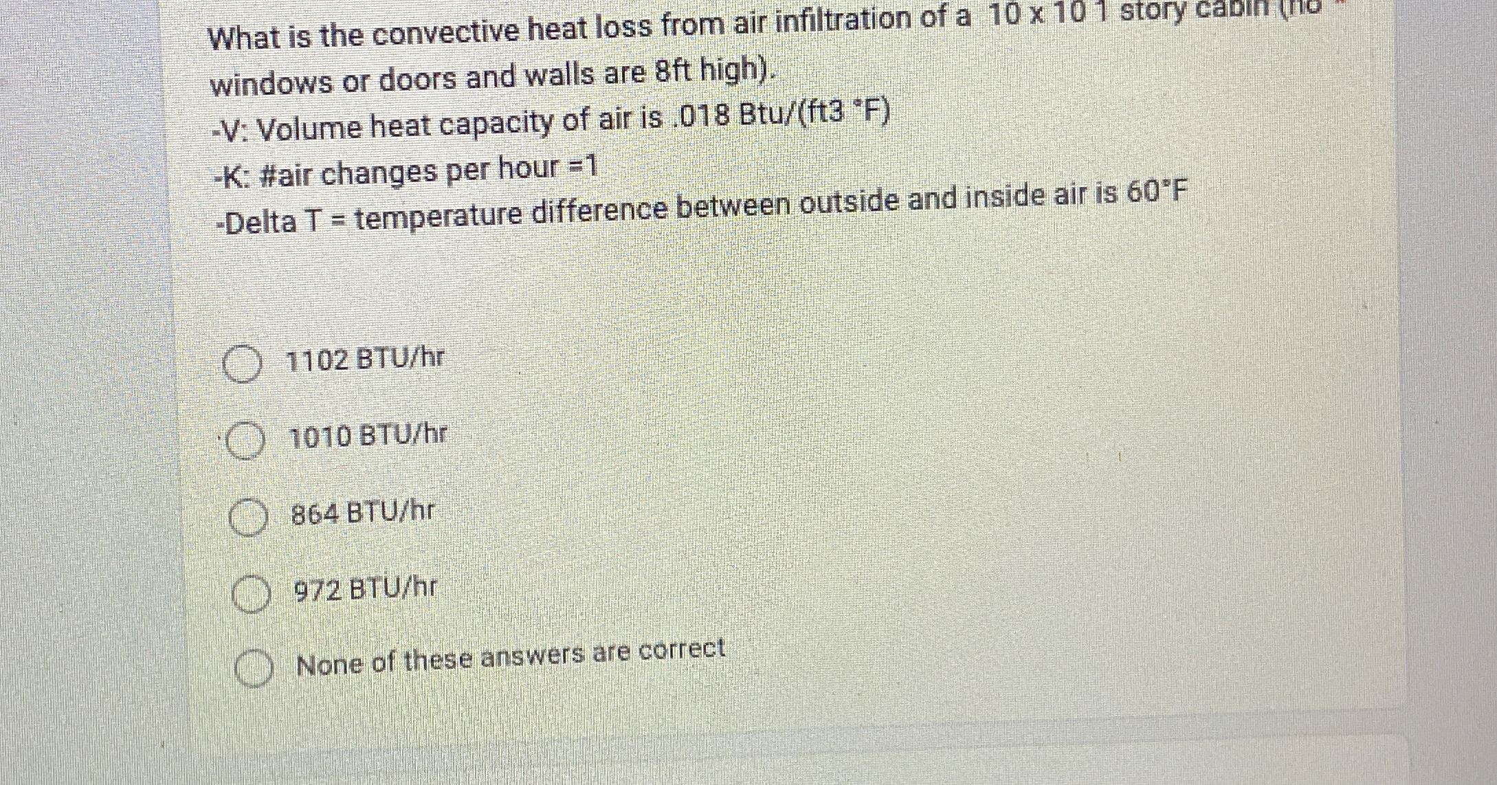 What is the convective heat loss from air