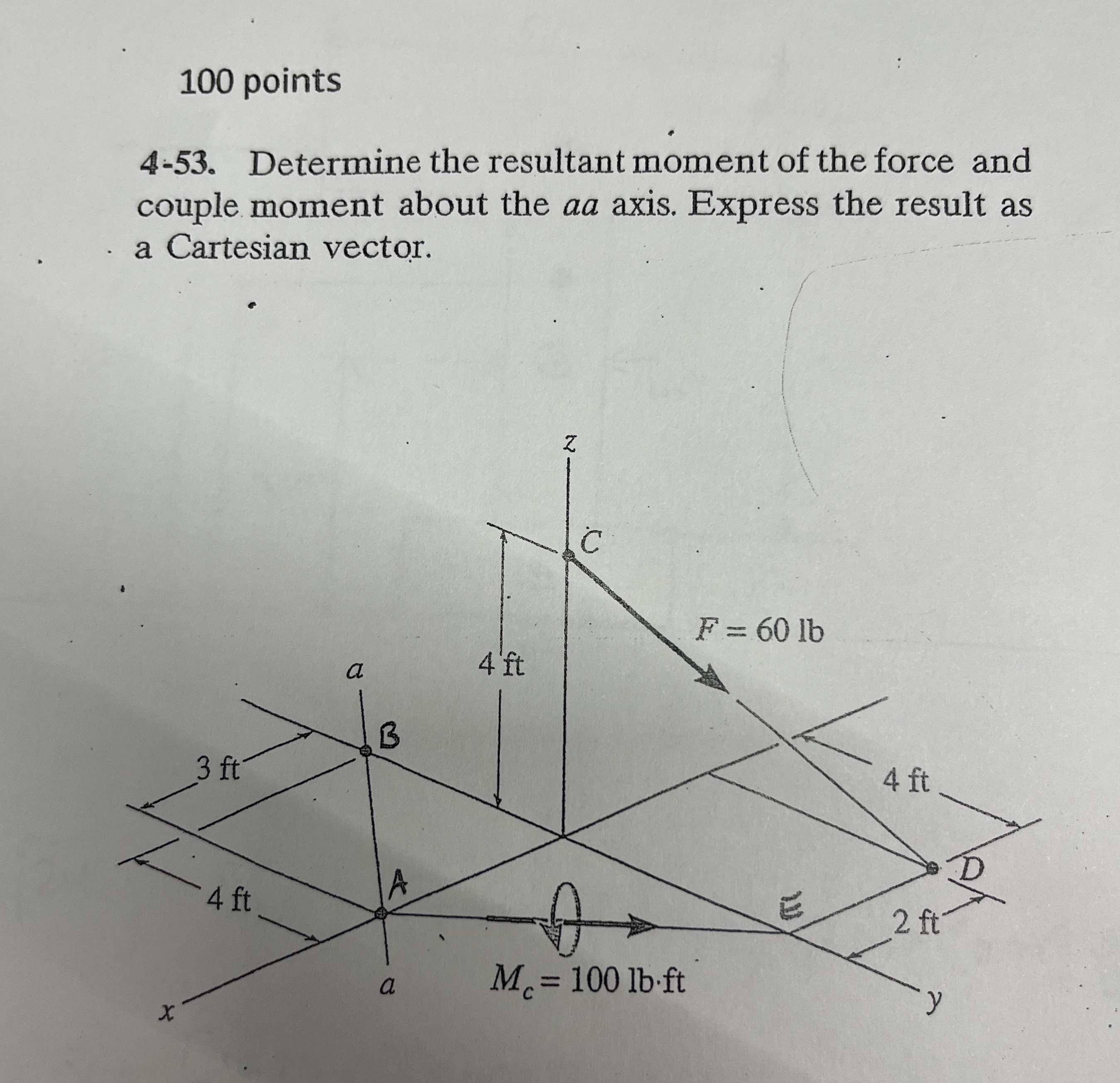 1 0 0 points 4 - 5 3 . Determine the resultant