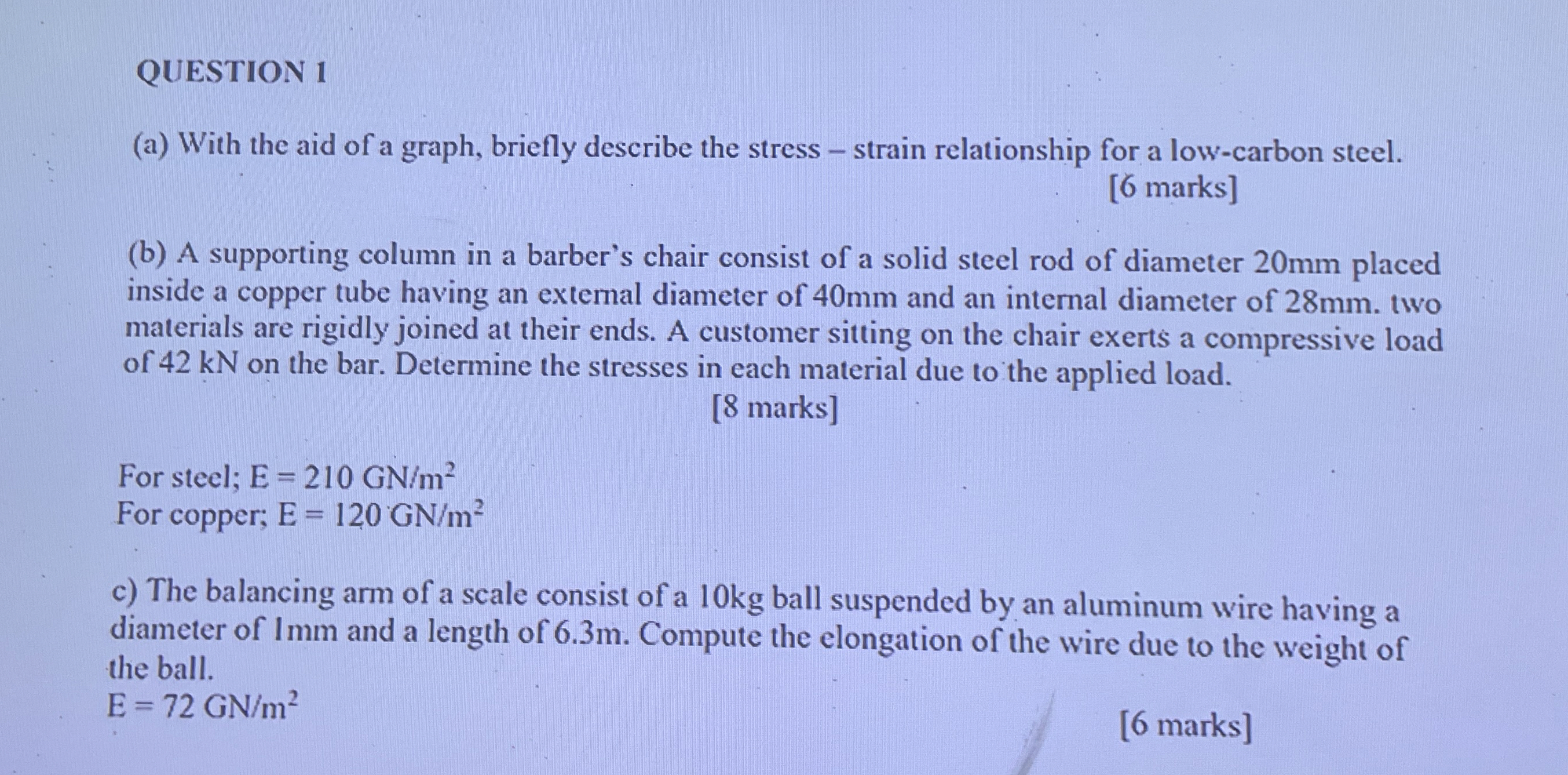 QUESTION 1 ( a ) With the aid of a graph, briefly