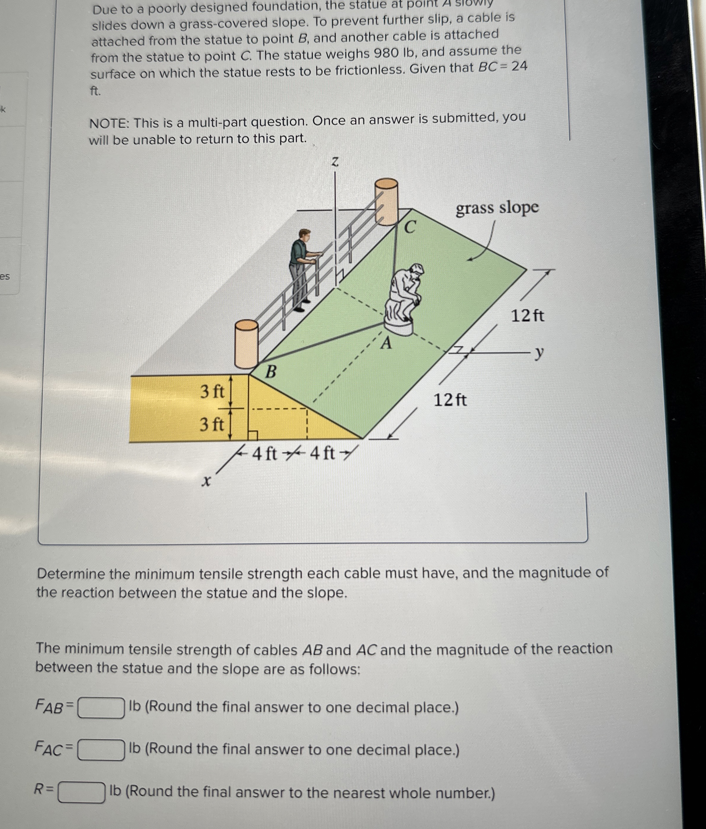 Due to a poorly designed foundation, the statue