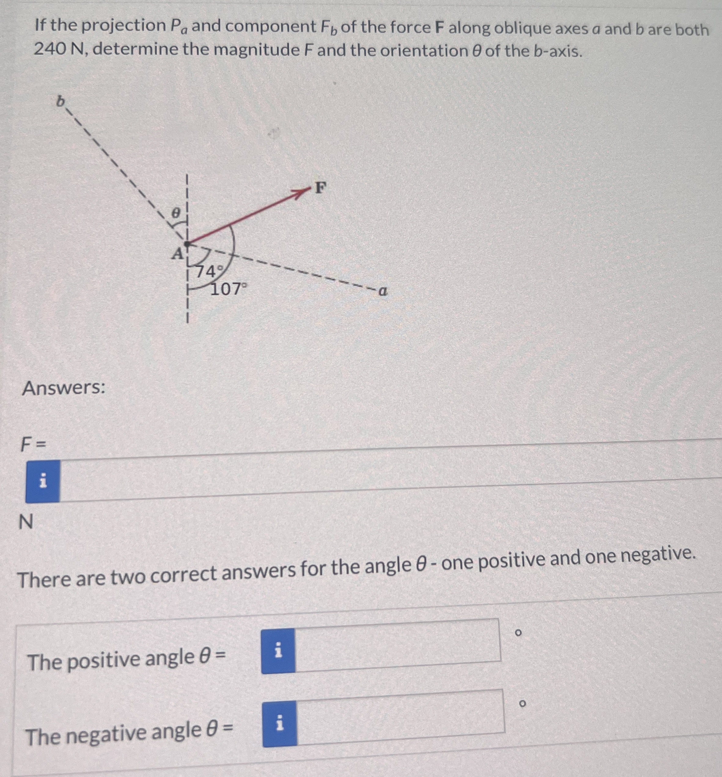 If the projection P a and component F b of the