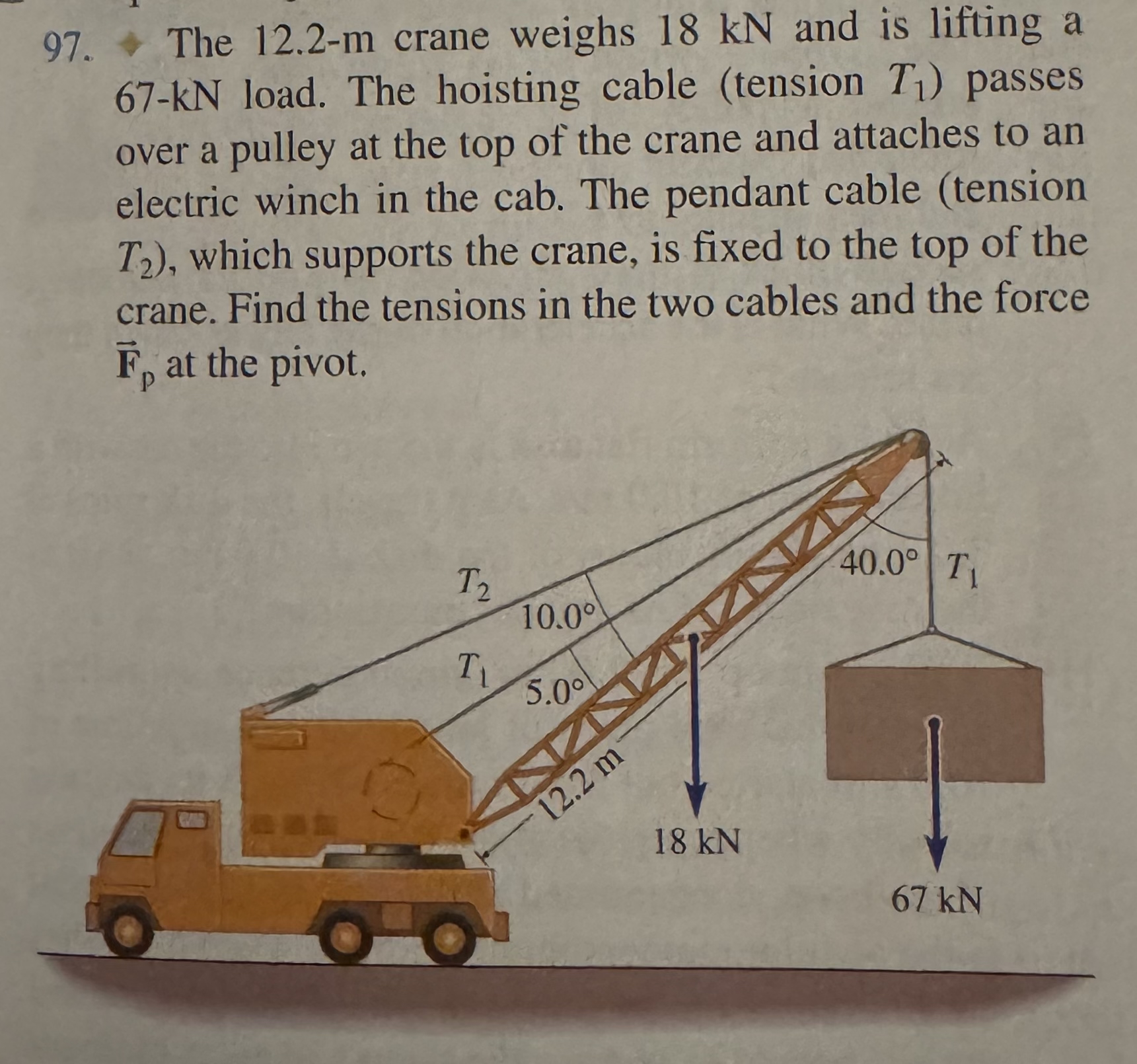 The 1 2 . 2 - m crane weighs 1 8 kN and is