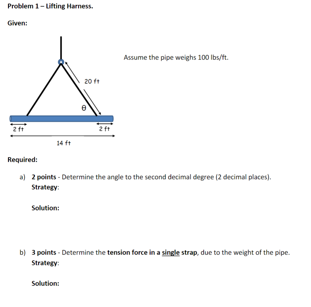 Problem 1 - Lifting Harness. Given: Assume the